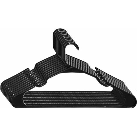 TRIOM Lot de 10 Cintres en Plastique, Cintre Pantalon, Gain de Place avec Encoches, Cintre Antidérapant et Durables pour Jupe Vêtements, Longueur 41.5 cm, Noir (1/5)