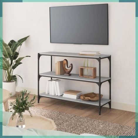 Bibliothèque - Sonoma gris - Bois d'ingénierie - Acier - 100 x 33 x 70,5 cm (1/5)