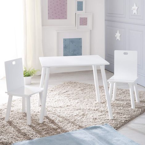 roba Set tavolo, 2 sedie per bambini, In legno laccato, Bianco (1/5)