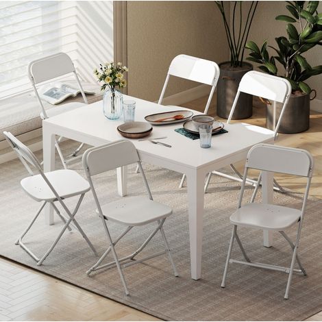 Set 6 sedie pieghevoli in plastica bianca OKMYHOME (1/5)