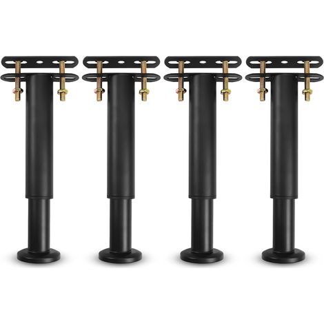 Pied De Lit, Pieds De Sommier, De Lit Liaison MéTal RéGlables en MéTal Pieds pour Sommier, TrèS RéSistants Convient pour Lattes Universel Sommier MéTal, Armoire, Canapé 18-31Cm (Noir) Lot De 4 Pied (1/5)