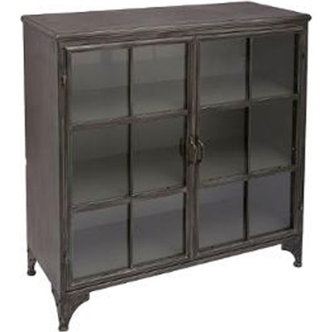 Vitrine buffet en fer et verre - Dim : L102 x l41.5 x H101.5 cm -PEGANE-