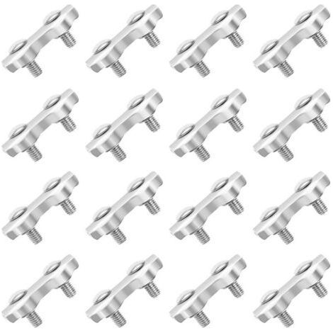 FENOPLASTICAM2 Pince de Câble 18 Pcs Double Serre Câbles Inox en Acier Inoxydable pour Filin Cable Inox pour 2MM Pince à Câble en Acier Inoxydable (1/4)