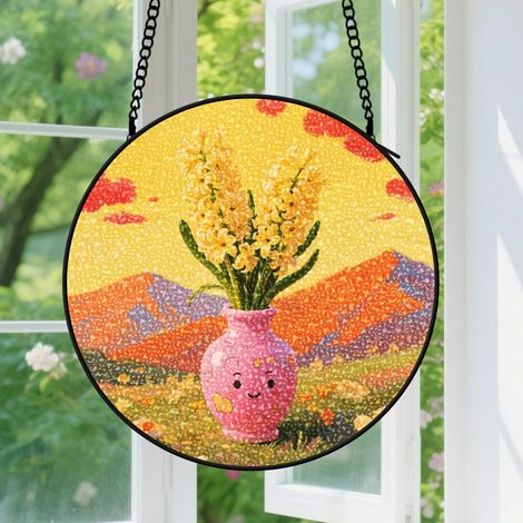 25cm Suspension décorative vitrale pour fenêtre, décoration pour fenêtres intérieures, cadeau de pendaison de crémaillère (1/5)