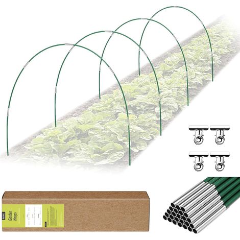 Lot de 24 tunnels en film plastique - Pour parterre surélevé - Filet de protection contre les oiseaux - Filet anti-insectes - Pour recouvrement - Film de protection contre le gel - Vert (1/5)