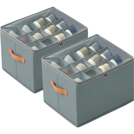 2 Pièces Organisateur Chaussures Convient pour 12-24 Paires, Grandes Boite Rangement Chaussures, Poignées, Pliable Boite Chaussure, Gain de Place, pour Chambre, Entrée, Armoire (1/5)