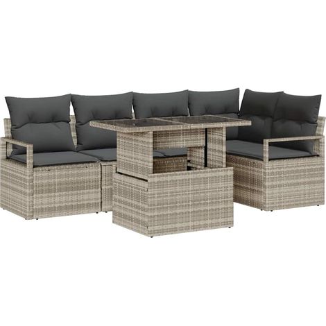 Maison Exclusive - Set Divano da Giardino 6 pz 5-Numero di posti Grigio chiaro (1/5)