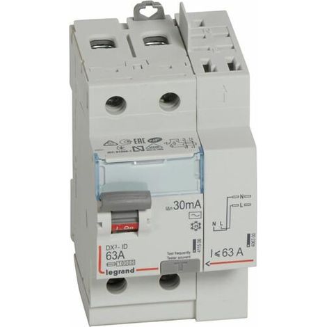 Legrand – Interrupteur différentiel 30 mA 250 V – Bloc différentiel – Courbe de déclenchement C – Monté sur rail DIN – Indicateur d'état (1/10)