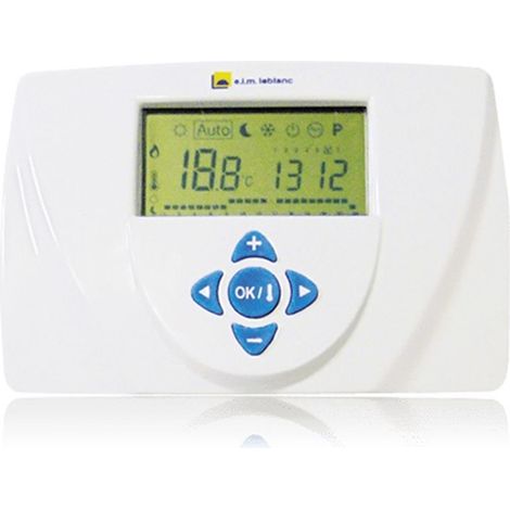 Elm Leblanc – Thermostat d'ambiance programmable sans fil – Programmation hebdomadaire – Affichage heure et température – Installation facile