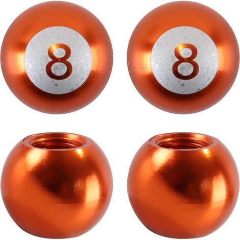 Lot de 4 bouchons de valve de pneu, 18 x 16,5 mm, en alliage d'aluminium orange, pour voiture et moto. (1/5)