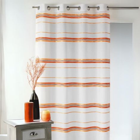 Voilage tissé à rayures horizontales Terracotta 140x240 cm