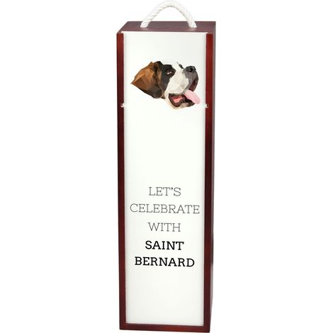 San Bernardo, perro San Bernardo: caja de vino geométrica con foto e inscripción de Art-Dog (1/5)