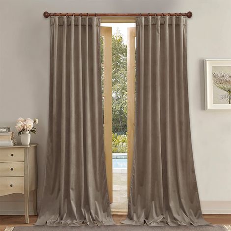 Lot de 2 Rideaux occultants en Velours avec Languette arrière – Rideaux de fenêtre à Isolation Thermique pour Porte coulissante en Verre, Chambre à Coucher, 132 x 243,8 cm (l x L) (1/5)