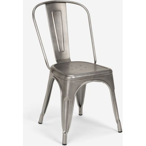 sillas de diseño industrial de metal shabby chic vintage estilo steel old - Silver