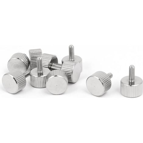 Vis moletées à tête plate nickelée M3x8mm pour boîtier d'ordinateur PC (lot de 10)