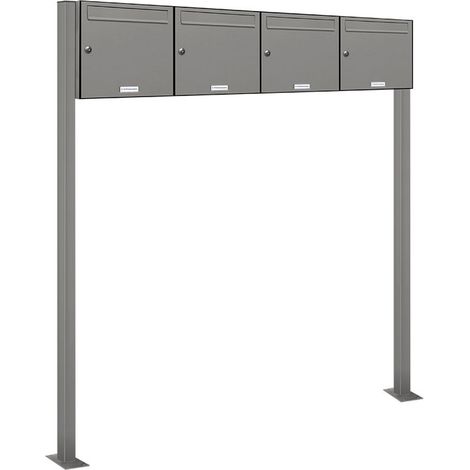 4er Premium Standbriefkasten RAL 9007 freistehend Postkasten Ständer 4x1 (1/5)