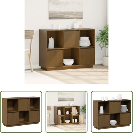 vidaXL Kiefer Holz - Sideboard Honigbraun 110,5x35x80 cm Massivholz Kiefer (1/5)