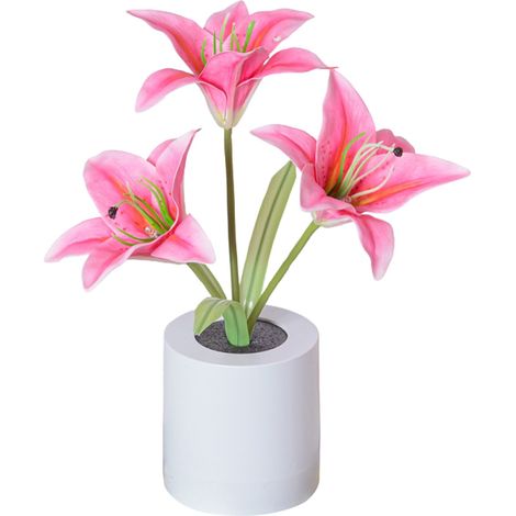 Lampe De Table Avec Fleur Artificielle - Rechargeable - Variateur De Luminosité - Sans Fil - Pour Chambre À Coucher - 1 Pièce (1/5)