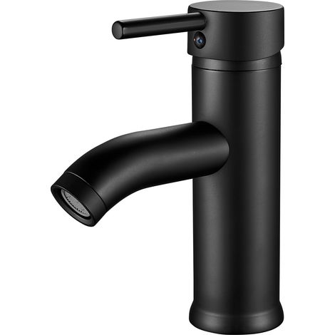 Black Bathroom Faucet, Single Handle Basin Taps, Adjustable Hot and Cold Water Sink Faucet, Ceramic Spool Basin Mixer Tap (1/5)