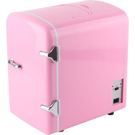 Mini-réfrigérateur portable 4L avec prise allume-cigare 12 V CC, compatible avec les boissons et les soins de la peau. Alimentation : 100-240 V CA (prise américaine rose). (1/5)