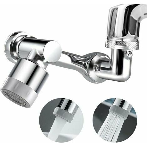 Mitigeur à double fonction avec rotation à 1080°, adaptateur universel pour cuisine et salle de bain, conception économe en eau (robinet à cardan à bras robotisé, protection antirouille) (1/5)