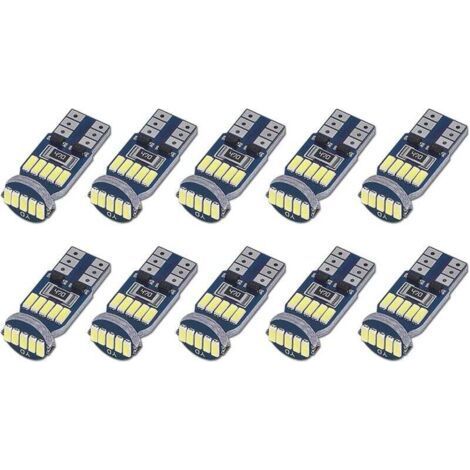 10 bombillas LED T10 W5W, compatibles con Canbus 15 bombillas LED SMD 4014 para coche, 194 168 2825, blanco 6000 K, para iluminación interior, iluminación del maletero, iluminación de la placa de matr (1/4)