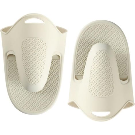 Set mit 2 langen, dicken, hitzebeständigen Silikon-Ofenhandschuhen zum Backen, Kochen, Grillen und Braten, mit kostenlosem Haken (beige) (1/5)