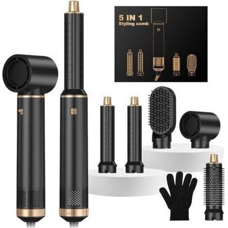 Airbrush 5 en 1 Brosse Soufflante 5 en 1, Seche Cheveux 5 en 1 avec Seche Cheveux Boucleur, Brosse Souflante, Thermal Brush, Air Styler 5 en 1 Pour Sécher, Boucler, Lisser, Cadeau N (1/5)