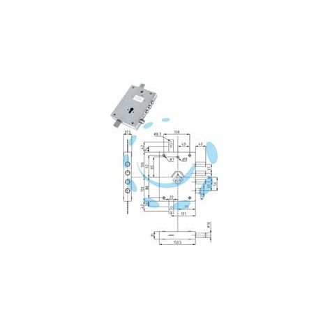 SERRATURA TRIPLICE APPLICARE CILINDRO EU CON SCROCCO BLIND. HEAVY - mm.73 (IMB NE43 7) reversibile in busta