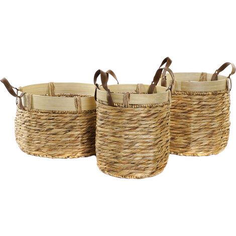 Set von 3 Bambuskörben 40x40x24 Bambus natürliches braunes Material Multikolor -Farbfamilienkörbe und Detailboxen (1/4)