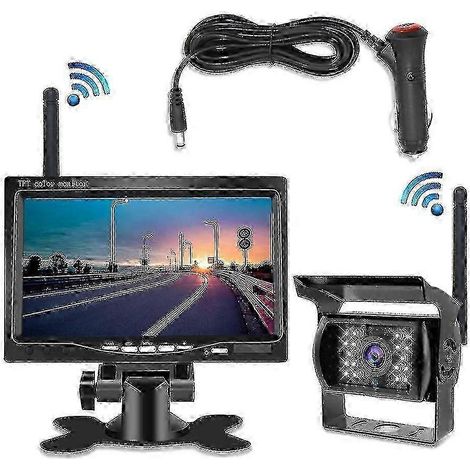 Caméra de recul sans fil de 7 pouces avec moniteur de vision nocturne pour voiture, camion, camping-car (1/5)