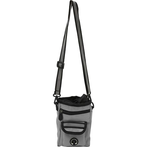Pochette à friandises pour chien avec porte-sacs à déjections canines, grande capacité, mains libres, avec ceinture ajustable, grise (1/5)