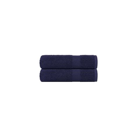 Serviettes de toilette FROGN, lot de 2, bleu marine, 50 x 100 cm, 360 g/m² - Crezuo (1/4)
