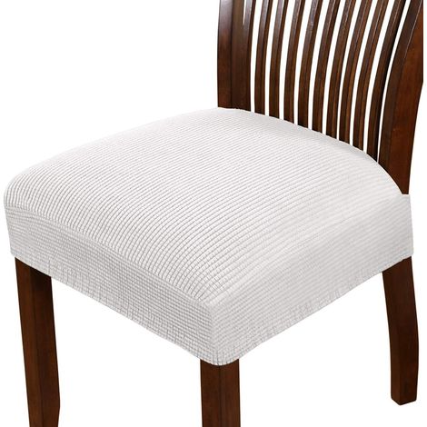 Housses de chaise extensibles en spandex pour salle à manger et cuisine - Lot de 6, coloris tourterelle et blanc cassé. Housses amovibles et lavables, amovibles et parfaites pour les coussins de chais