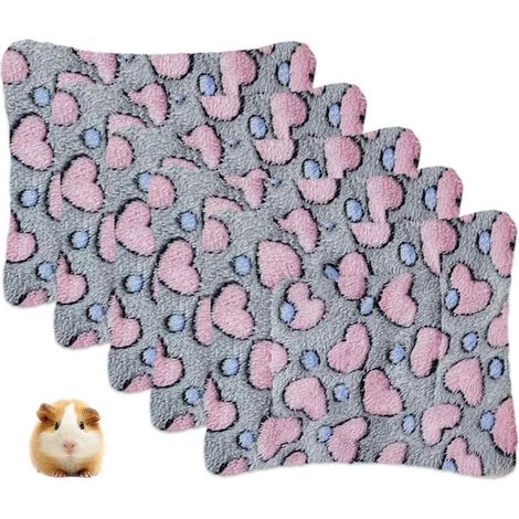 Lot de 5 tapis pour animaux Love Pet, blanc/gris, motif hamster et lapin Totoro, chauds et confortables. (1/5)