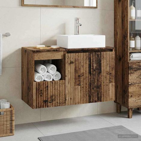 vidaXL Bathroom Furniture Set 2 pcs Old Wood Engineered Wood (1/5)