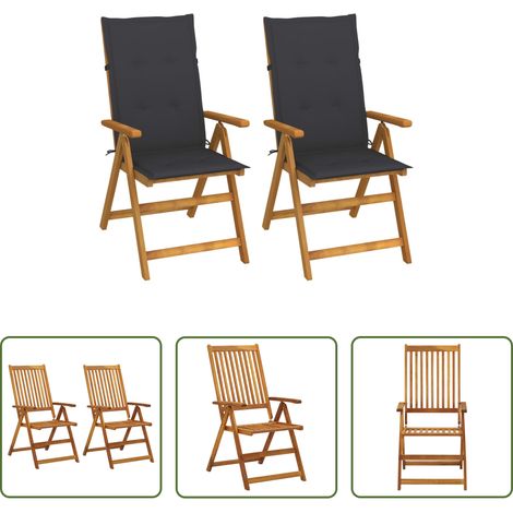 Akazienholz -  Garten-Liegestühle 2 Stk. mit Kissen Akazie Massivholz (1/5)