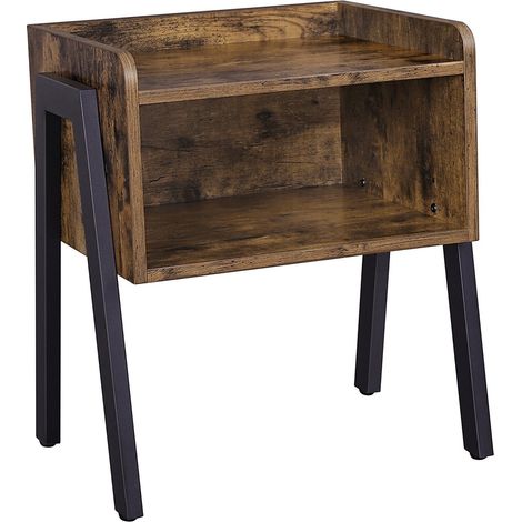 Comodino tavolino stile loft rustico in legno e ferro nero LET54X (1/5)