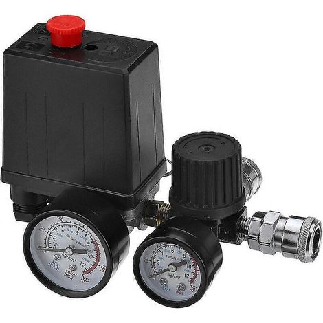 Manomètre de régulation de pression pour compresseur d'air 220 V 0-180 psi avec connecteur rapide (220 V) (1/5)