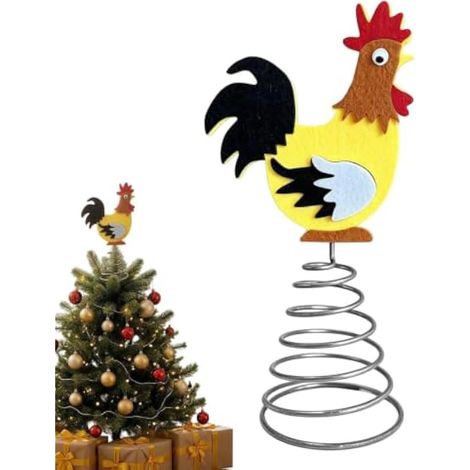 Décoration de sapin de Noël en feutre avec coq et ressort (1/5)