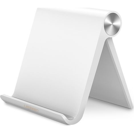 Support Tablette Réglable Bureau Pose Tablette Téléphone Blanc (1/5)