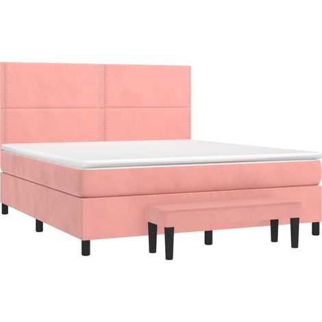 Sommier à lattes de lit avec matelas Rose 160x200 cm Velours vidaXL (1/5)