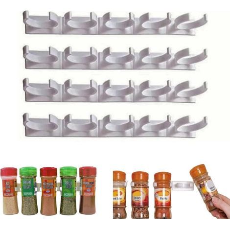 Épices de cuisine organisateur d'épices mural pots à étagère gadgets original murale pour armoires, Blanc, 4 tiras- 20 soportes (1/3)