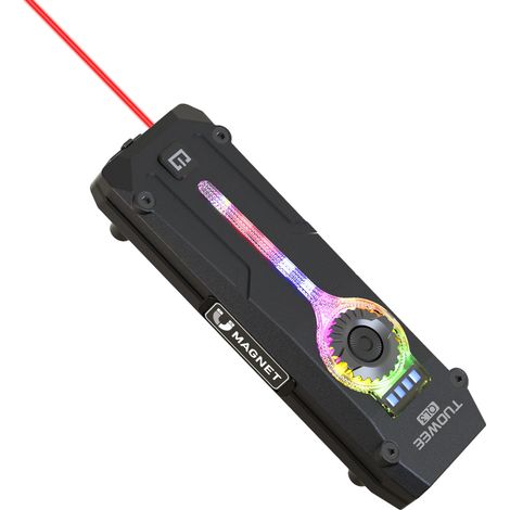 (Noir) Lampe torche professionnelle EDC rechargeable avec fonction de combinaison de lumière rouge, lumière RGB, lumière ultraviolette et LED. (1/5)