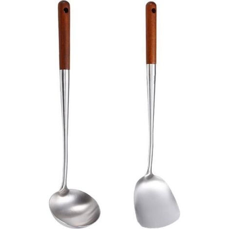 Ensemble spatule-wok longueur de 17 pouces poignée en acier inoxydable 304 ustensiles de cuisine (1/3)