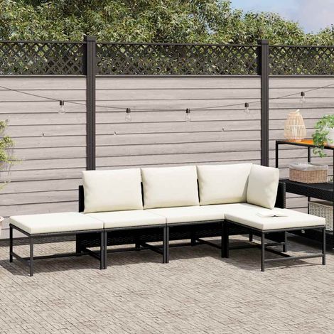 Salon de jardin 5 pcs,Mobilier de jardin avec coussins Noir Résine tressée CFW65778 (1/5)