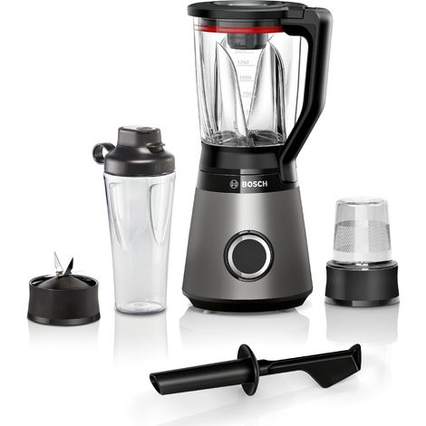 Blender mixeur smoothies, 1200 W, 30 000 tr/min, lames en acier inoxydable, bol en verre et couvercle de sécurité, 2 vitesses et fonction turbo, silver (1/5)