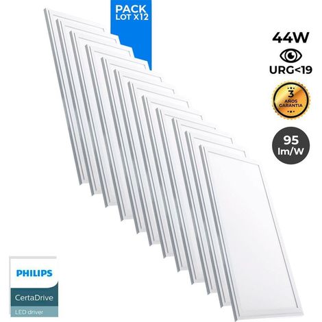Lot de 12 - Panneau LED 120x30 extra-plat - Driver Philips - 44W - Blanc Froid