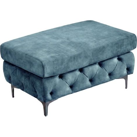 Puff VELENA en terciopelo capitoné – Azul – 95 x 49 x 62 cm (1/5)