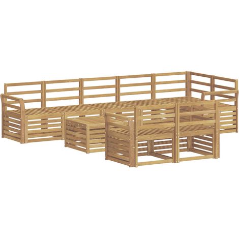 Outdoor Sofa Set 9 pcs White Solid Acacia Wood vidaXL (1/5)
